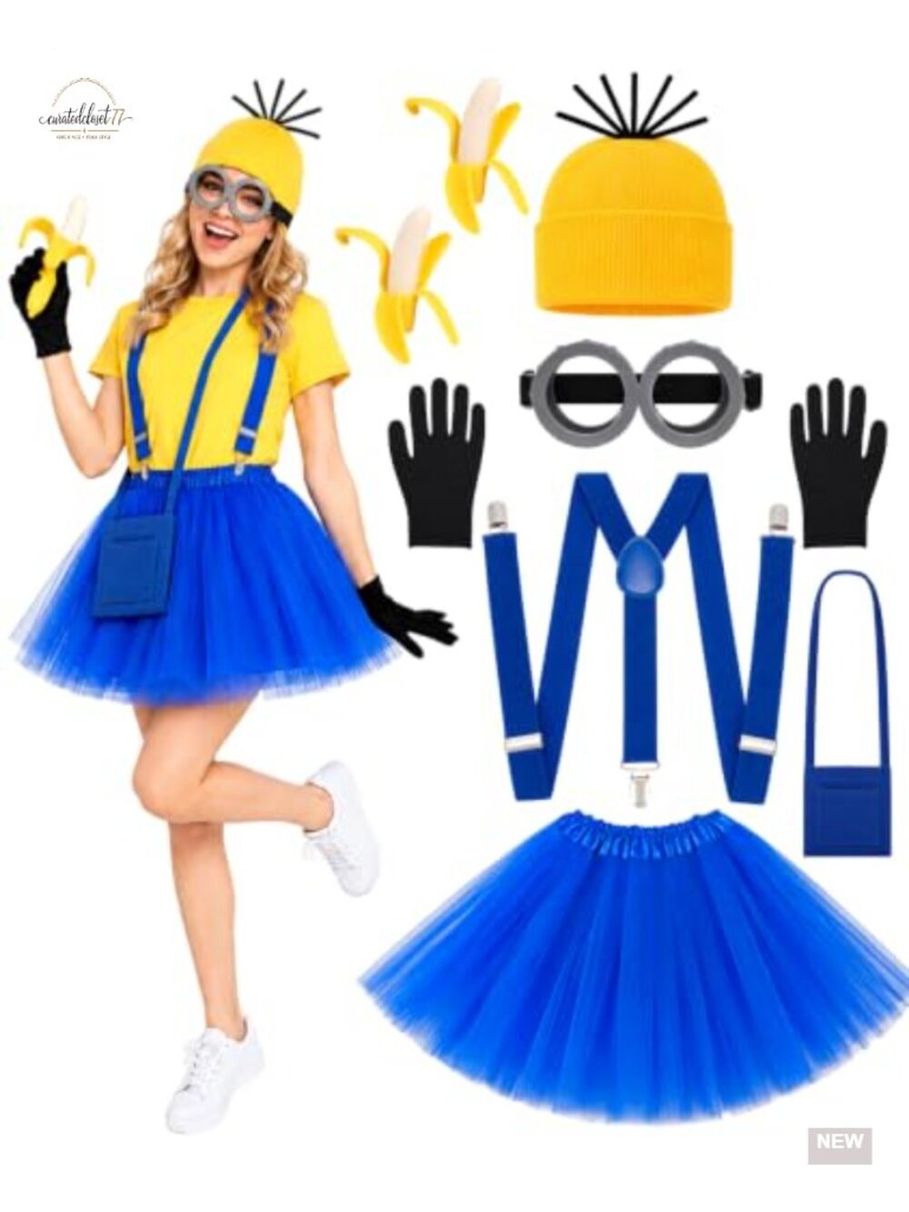 Halloween Costume Accessories Set 8-Piece Crossbody Bag Tutu Suspenders Women